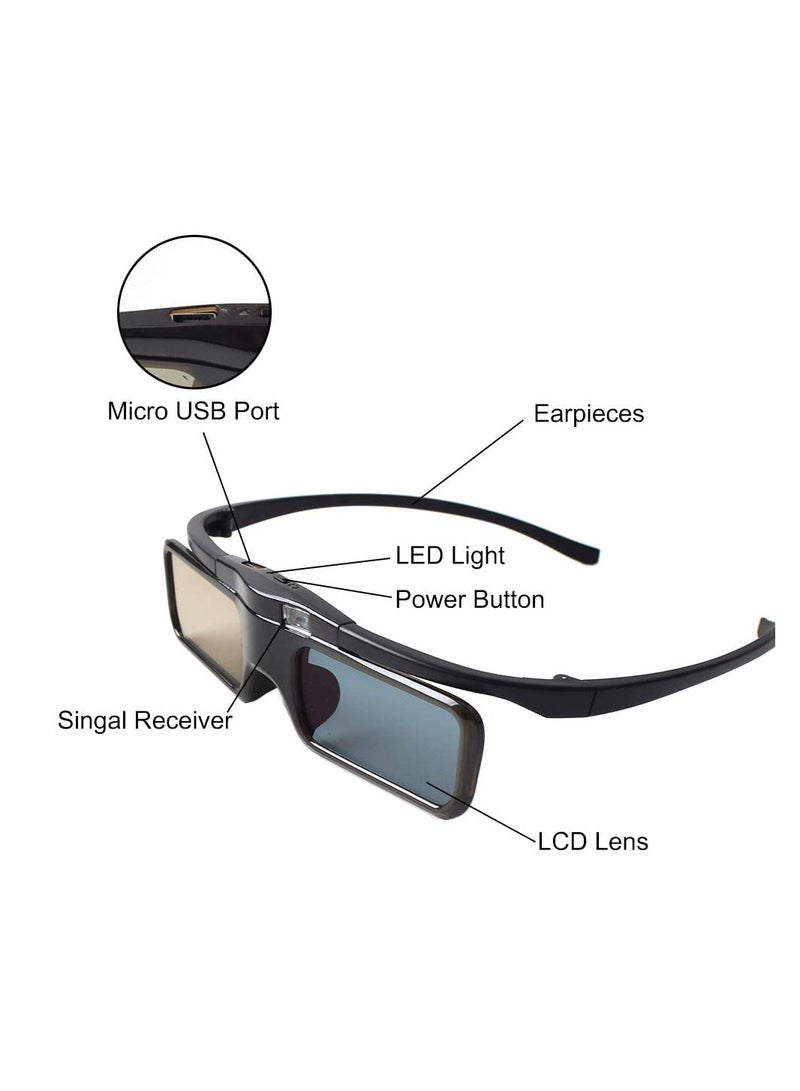 SOLARAE Rechargeable Active Shutter RF 3D Glasses,  RF 3D Glasses for Sony Epson Toshiba Sharp, Compatible with TDG-BT500A, SSG-5100GB, AN3DG40 - Image 2