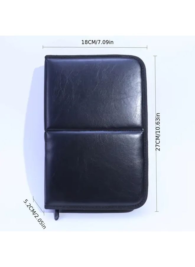 Black PU Foldable Makeup Brush Organizer 14 Slots Large Capacity Travel Case - Image 4