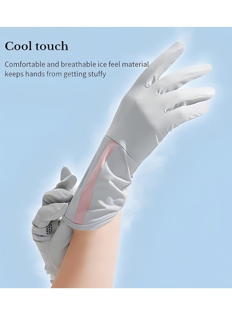Women's Sun Protective Gloves- UPF 50+ UV Sun Protection,Women's Gloves Quick Dry Anti Slip Driving Gloves,Touch Screen Gloves for Cycling Riding Outdoor Sports,Grey - Image 5