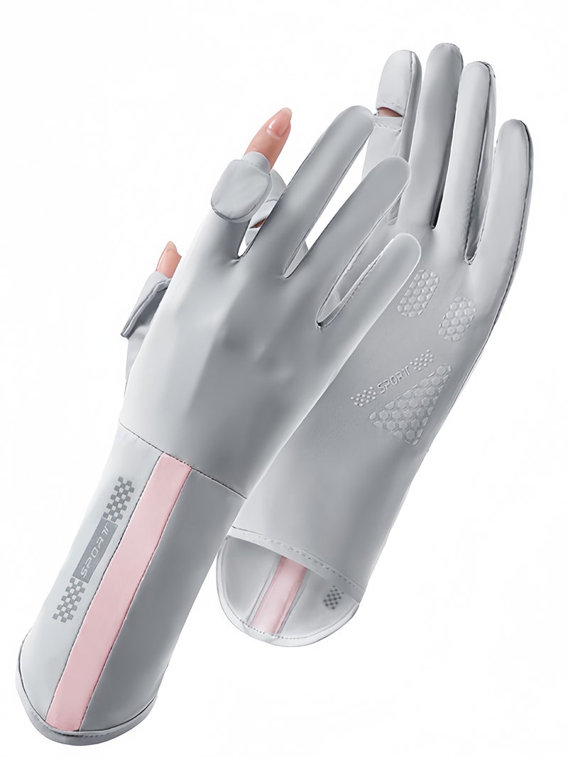 Women's Sun Protective Gloves- UPF 50+ UV Sun Protection,Women's Gloves Quick Dry Anti Slip Driving Gloves,Touch Screen Gloves for Cycling Riding Outdoor Sports,Grey - Image 1