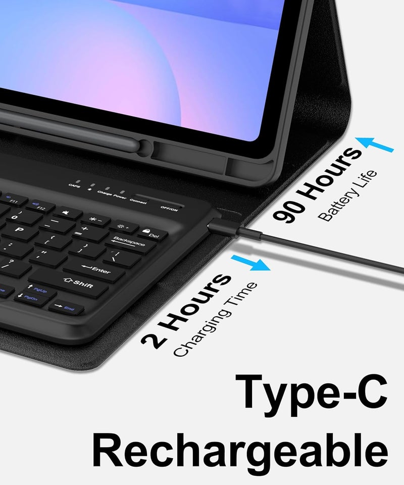 SENGBIRCH Keyboard Case for Samsung Galaxy Tab S10 FE+ Plus 13.1'' 2025, Detachable Galaxy Tablet S10FE+ Case with Keyboard 13.1inch, Protective Cover with S Pen Holder for Samsung Tab S10FE Plus Keypad, Black - Image 4