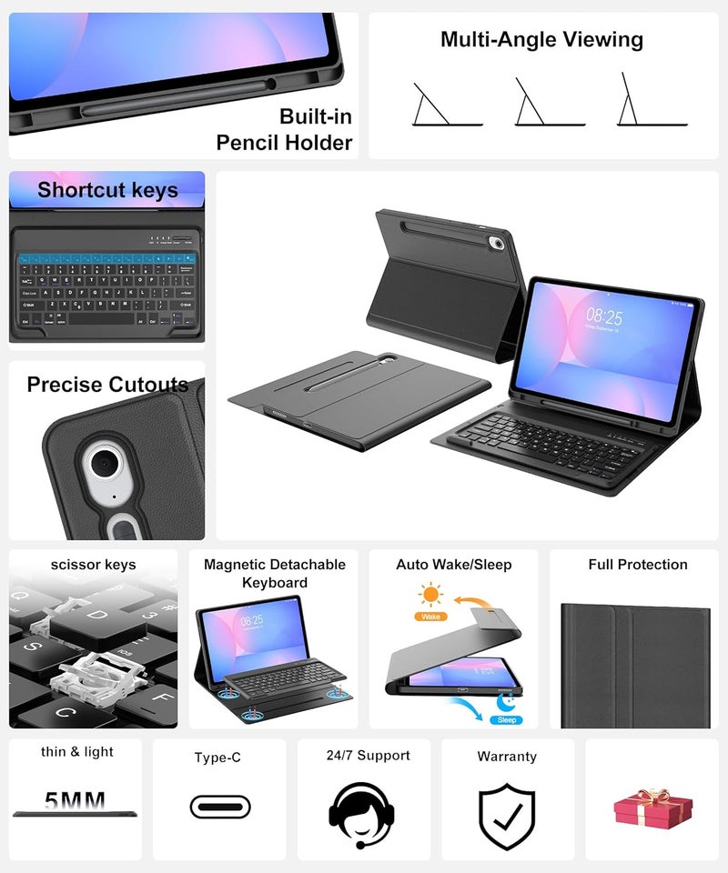 SENGBIRCH Keyboard Case for Samsung Galaxy Tab S10 FE+ Plus 13.1'' 2025, Detachable Galaxy Tablet S10FE+ Case with Keyboard 13.1inch, Protective Cover with S Pen Holder for Samsung Tab S10FE Plus Keypad, Black - Image 5