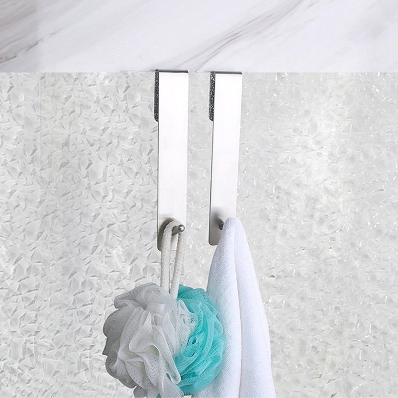 No Drill Stainless Steel Bathroom Towel Hook For Shower Door Storage Silver - Image 5