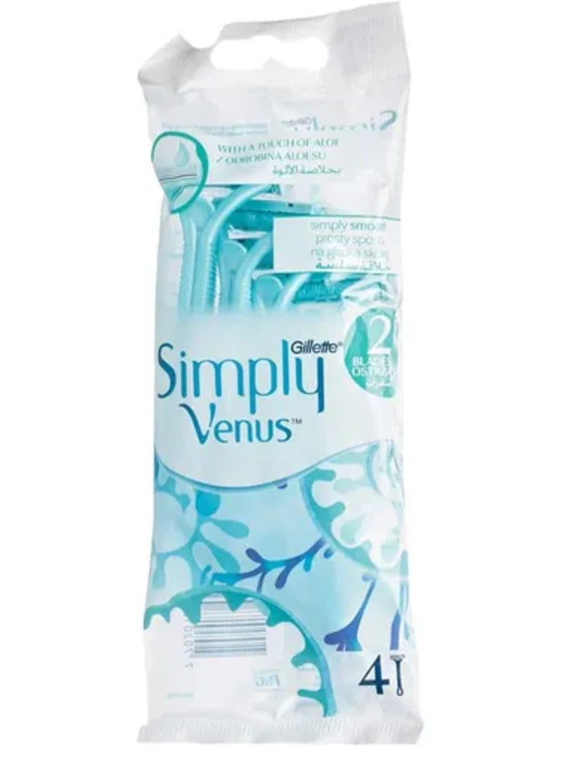 فينوس سيمبلي ماكينة حلاقة نسائية، 2 شفرات، 4 قطع
