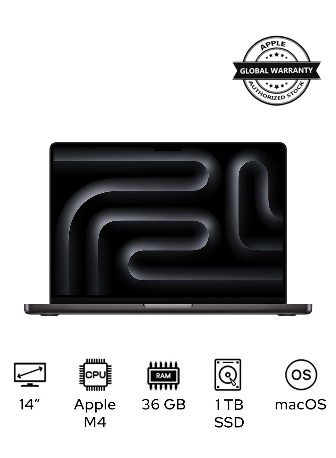 MacBook Pro MX2K3 | 14.2 Inch Display | Apple M4 Max Chip | 14-Core CPU 32-Core GPU | 36GB RAM | 1TB SSD | macOS | English Keyboard | English Space Black