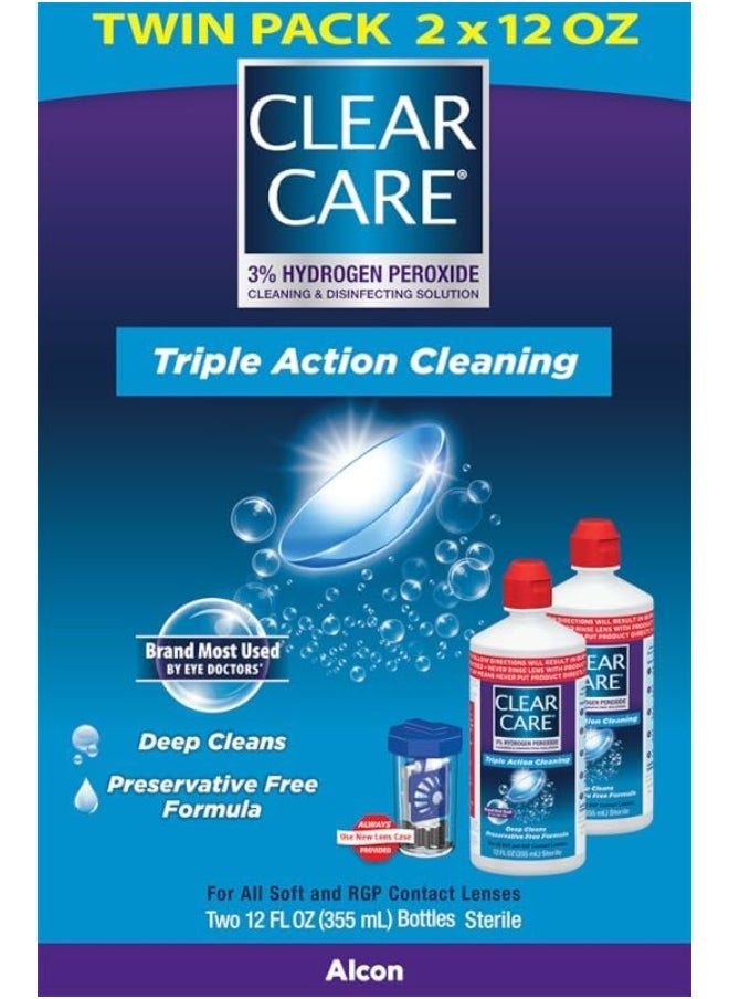 Clear Care CLEAR CARE Cleaning & Disinfecting Solution with Lens Case (Pack of 2, 12oz Each)  - Image 2