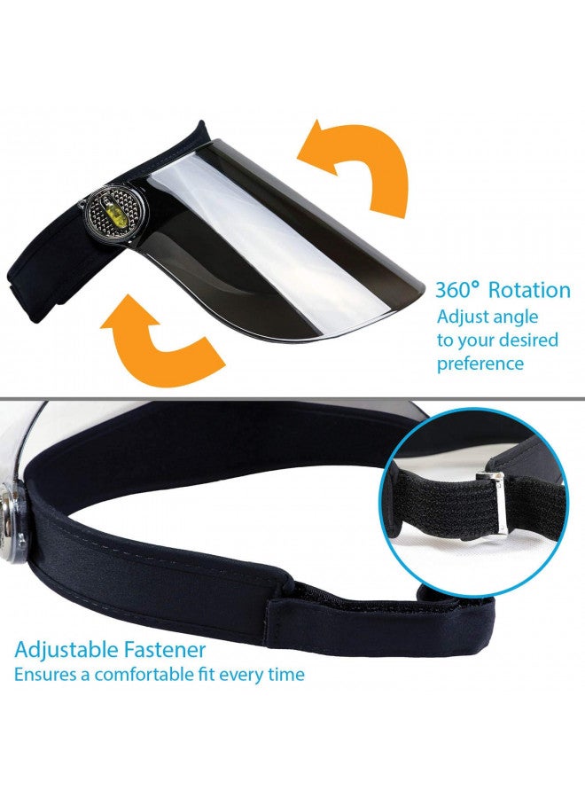 Millennial Essentials Millennial Essentials womens Sun Visor Hat Cap UV Protection - Premium Adjustable Solar Headband Face Shield (Black/Mirror) - Image 4