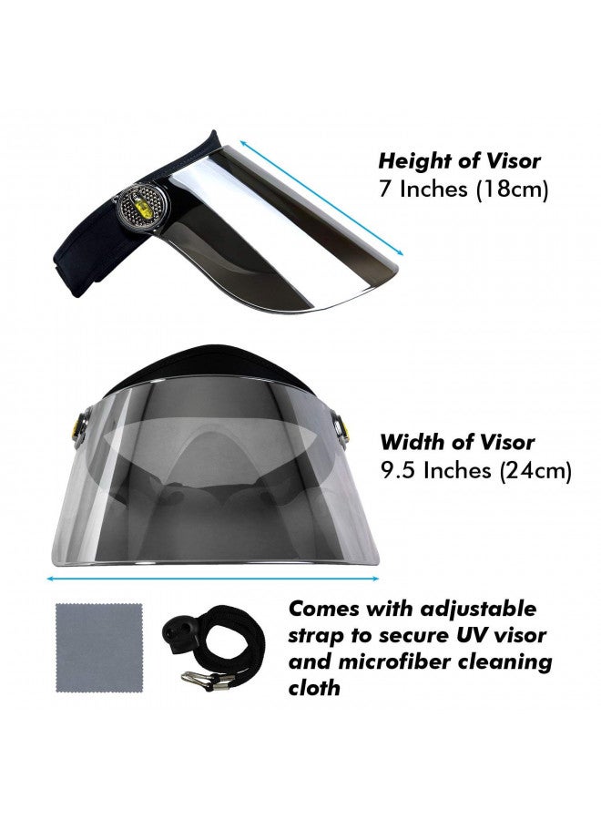 Millennial Essentials Millennial Essentials womens Sun Visor Hat Cap UV Protection - Premium Adjustable Solar Headband Face Shield (Black/Mirror) - Image 3