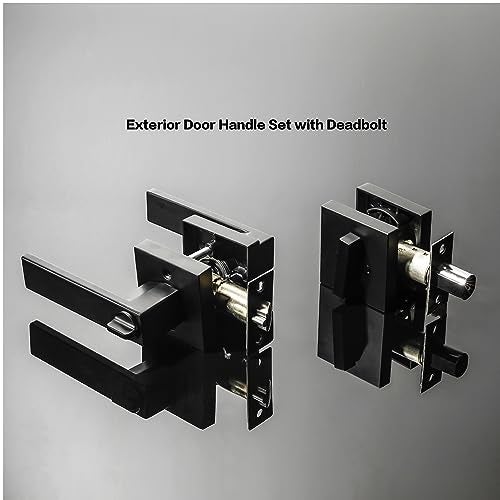 Cielsa Dawn Exterior Door Lock Set with Deadbolt, Front Door Handle Set with Deadbolt, Door Levers Single Cylinder Deadbolt Set, Keyed Alike Heavy Duty Keyed Entry Handles Locksets,(Matte Black,4Pack) - Image 5