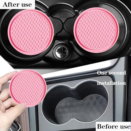 Sodcay 4 PCS Car Cup Holder Inserts, Anti Slip PVC Honeycomb Waterproof Fixed Tea Coasters, Universal for Vehicle Interior Cup Mats (Pink) - Image 3