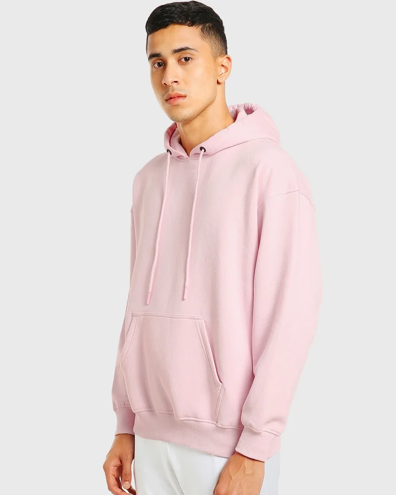 bewakoof Men's Pink Oversized Hoodies