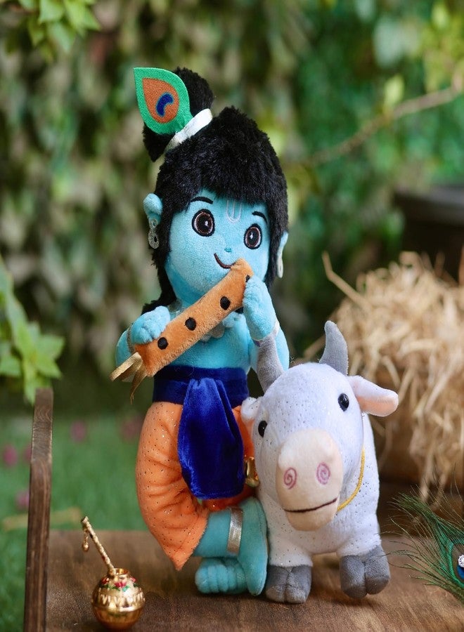 Panda's Box Krishna & Cow Duo (Non-Musical) | Soft Plush Stuffed Toy | Non-Toxic, Safe|| Divine Birthday & Festive Gift for Babies, Kids (Boys, Girls) | Free Colouring Book | 32CM - Image 3