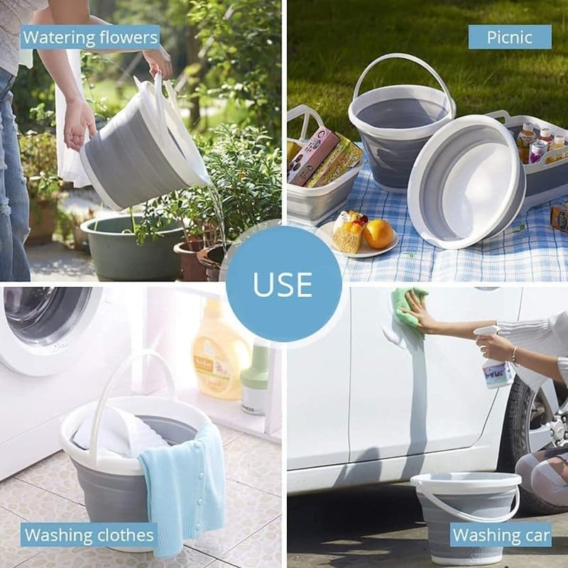 ARANKA 10 Liter Collapsible Bucket Portable Foldable Cleaning Mop Bucket for Outdoor Garden Camping Fishing Car Wash Space Saving Plastic Water Container Pack of 1 - Image 2