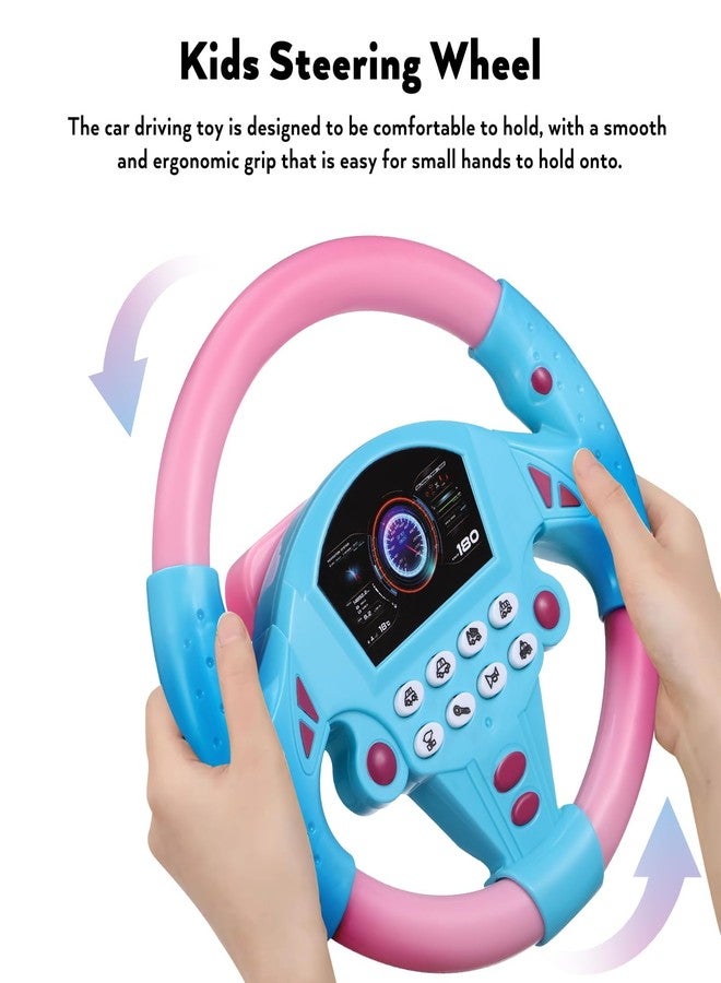 VOSCHOIX 2PCS Kids Steering Wheel Toy，Plastic Multifunctional Simulated Driving Controller Early Education Wheel Toy with Light Music for Kids - Image 3
