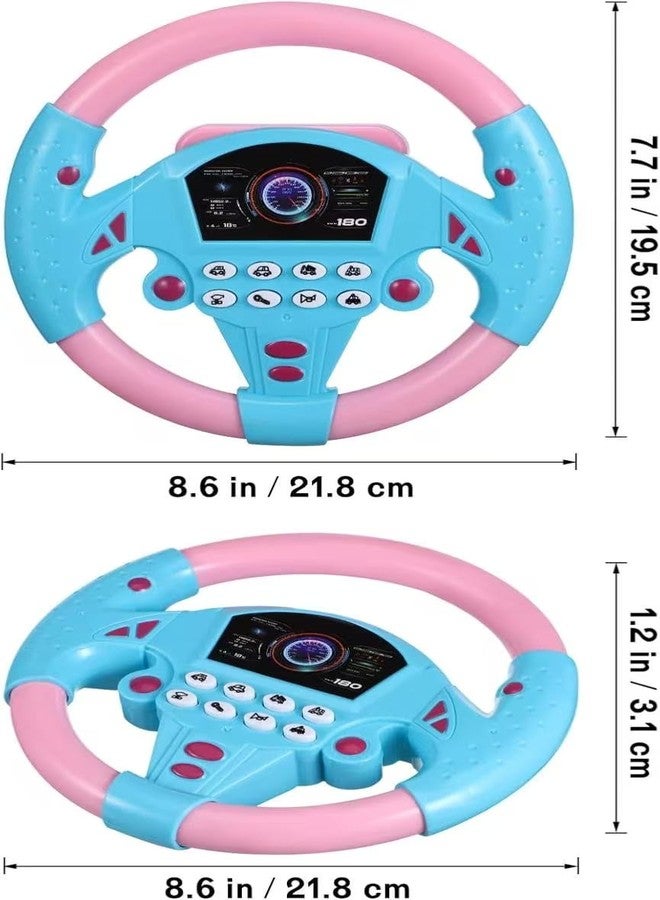VOSCHOIX 2PCS Kids Steering Wheel Toy，Plastic Multifunctional Simulated Driving Controller Early Education Wheel Toy with Light Music for Kids - Image 2