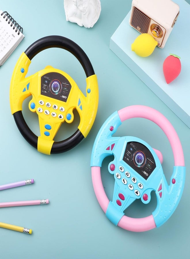 VOSCHOIX 2PCS Kids Steering Wheel Toy，Plastic Multifunctional Simulated Driving Controller Early Education Wheel Toy with Light Music for Kids - Image 4