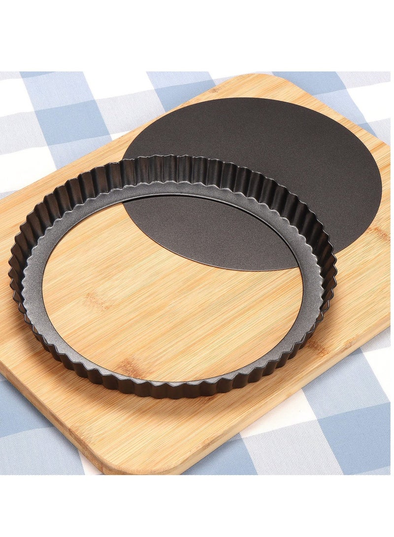 Quiche Pan, 8.7 Inch with Removable Bottom Fluted Tart Pan, Mini Tart Tins for Baking, Nonstick Round Tart Pie Pan, Pie Dish for Mousse Cakes, Kitchen Reusable Baking Tools (8 Inch) - Image 2