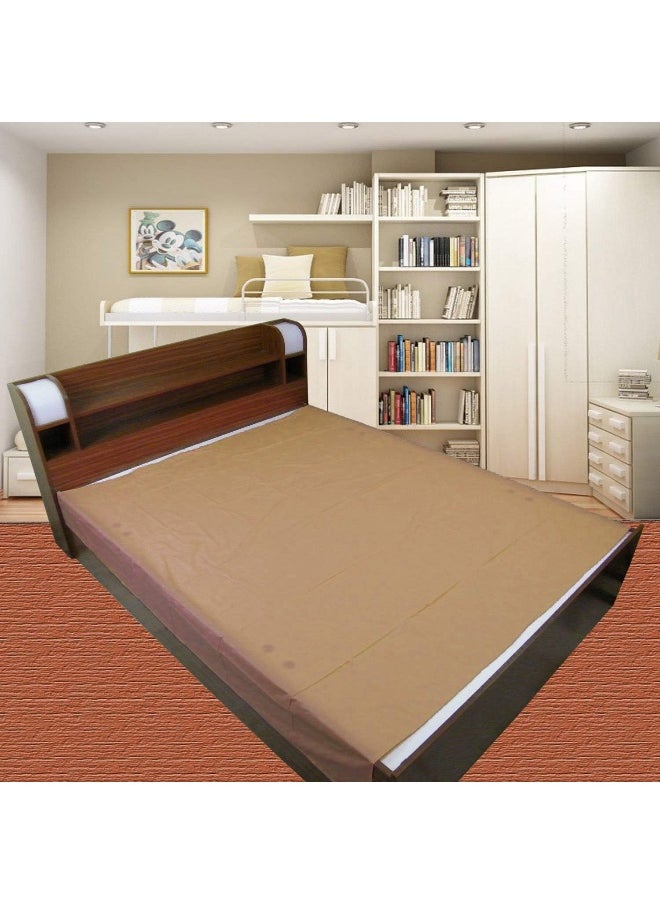 Dolphers Dolphers Waterproof Plastic Mattress Protection Sheet for Baby and Adult - Double Bed/King Size - 7.5 x 6.5 feet - beige  - Image 1