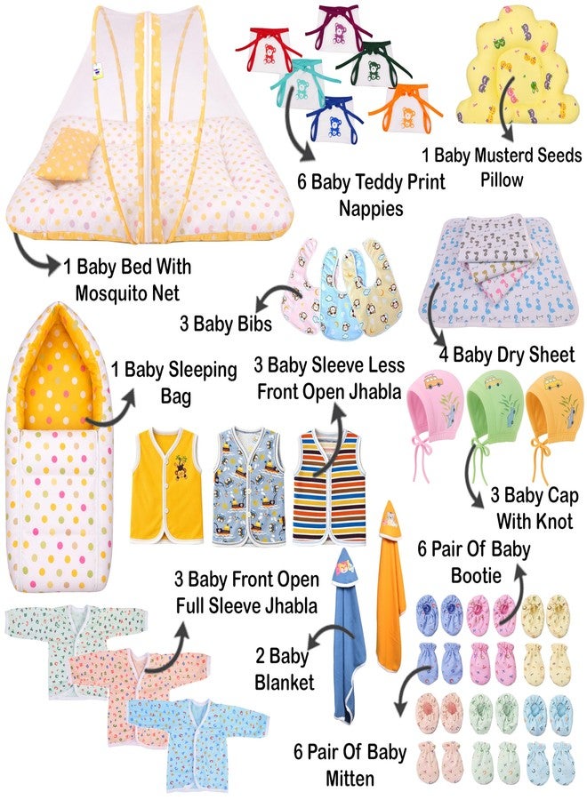 Kwitchy Newborn Baby Essentials Kit 39 Items Combo | New Born Kit 0-6 Months | Baby Set Clothes Bedding Bed Combo | Infant Essentials & | Yellow - Image 2