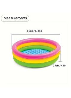 Generic Round Inflatable Swimming Pool Kiddie Pool Blow Up Swimming Pool for Kids Toddler Bathing Tub Portable & Foldable (86x25 CM)  - Image 5