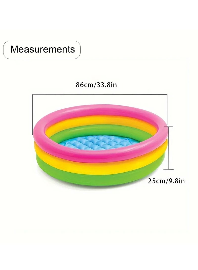 Round Inflatable Swimming Pool Kiddie Pool Blow Up Swimming Pool for Kids Toddler Bathing Tub Portable & Foldable (86x25 CM)