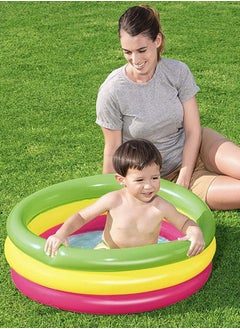 Generic Round Inflatable Swimming Pool Kiddie Pool Blow Up Swimming Pool for Kids Toddler Bathing Tub Portable & Foldable (86x25 CM)  - Image 1