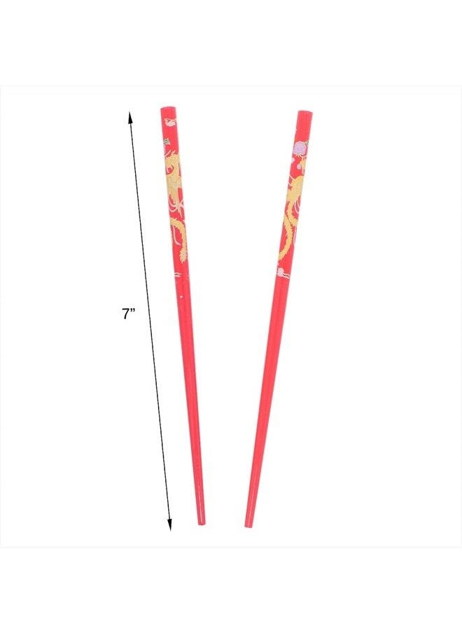 Motique Accessories Set of Wooden Hair Sticks With Chinese Dragon Chopsticks - Red  - Image 2