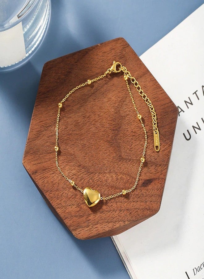 Thrillz Valentine Gift For Girlfriend Anklet For Women Gold Plated Heart Anklet For Women Girls With Golden Flower Love Gifts Jewellery - Image 4