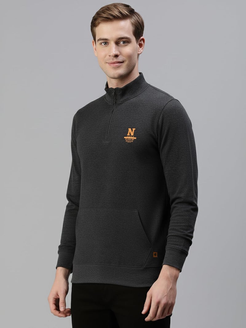 ONN Men's Cotton Solid Regular Fit Full Sleeve Hi-Neck Half Zip Sweatshirt 9004_BM_M_1PC - Image 5