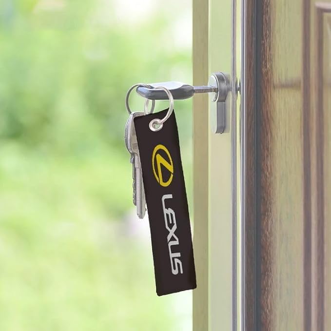 ليكساس سلسلة مفاتيح من قماش فاخر عالي الجودة - سلسلة مفاتيح سيارة متينة مع حلقة وخطاف معدنيين | حامل مفاتيح قوي للمنزل والسيارة | تصميم أنيق مطرز - Image 2