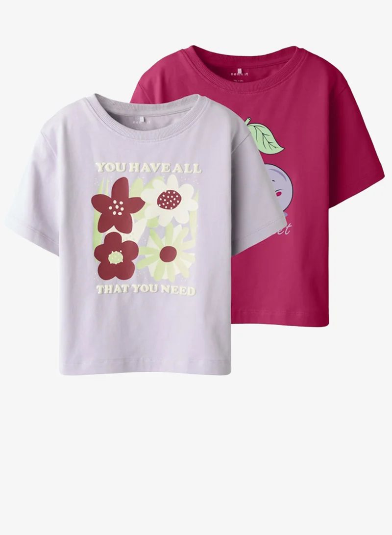 Name It Kids 2 Pack Of Printed Crew Neck T-Shirt