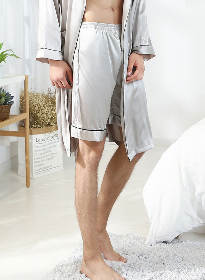 Loquat Men's Skin-Friendly Pajamas Shorts Loose Bottoms Sleep Pants Loungewear Grey 
