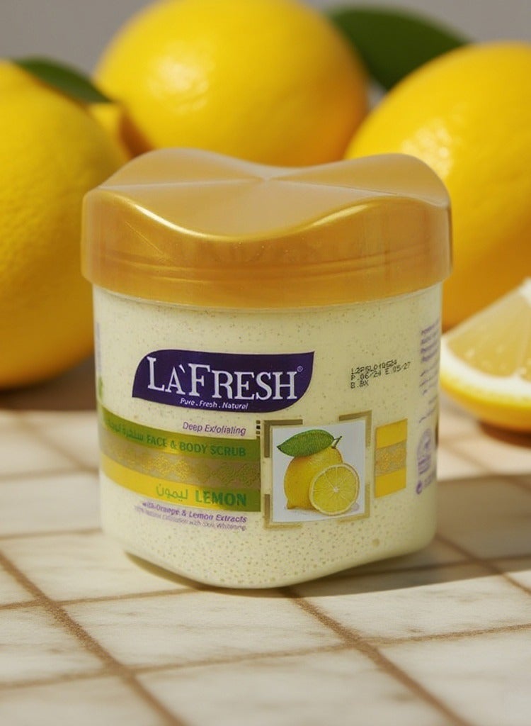 LAFRESH Lemon Face Mask, Deep Exfoliating Face and Body Scrub, 500g