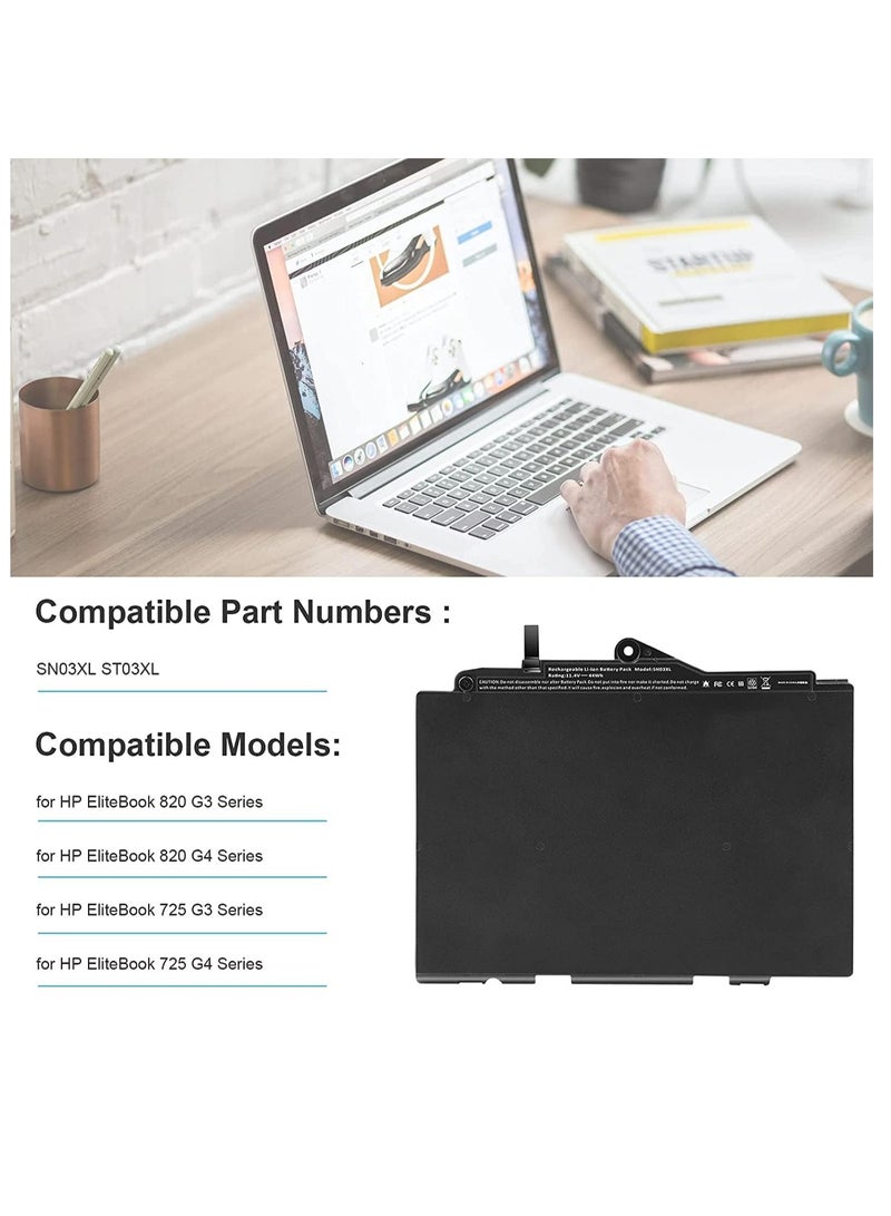 SN03XL ST03XL 11.4V 44Wh New Laptop Battery Compatible for HP EliteBook 820 G3 EliteBook 820 G4 EliteBook 725 G3 EliteBook 725 G4 Series - Image 5