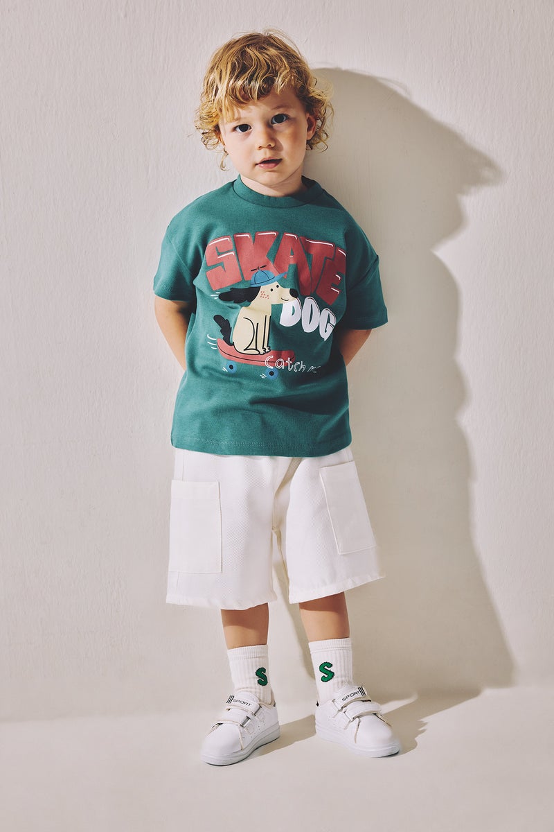 DeFacto Green BabyBoy Baby Boy Shorts and T-Shirt 2 Piece Set Casual - Image 1