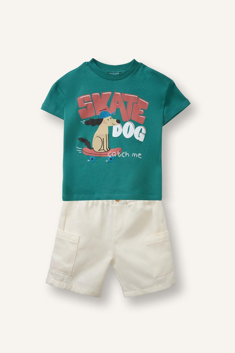 DeFacto Green BabyBoy Baby Boy Shorts and T-Shirt 2 Piece Set Casual - Image 4