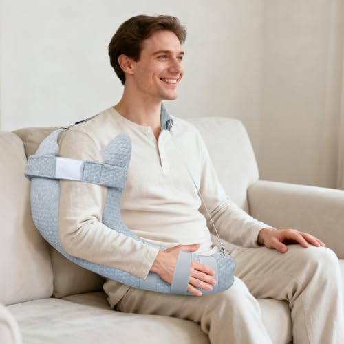 RoamReady Rotator Cuff Pillow, Removable Shoulder Support Pillow for Frozen Shoulder Relief, Post Arm Surgery Recovery Supplies, Broken Arm Cushion for Pain Relief and Side Sleeping, Light Gray - Image 1