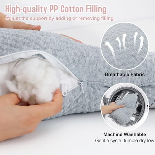 RoamReady Rotator Cuff Pillow, Removable Shoulder Support Pillow for Frozen Shoulder Relief, Post Arm Surgery Recovery Supplies, Broken Arm Cushion for Pain Relief and Side Sleeping, Light Gray - Image 5