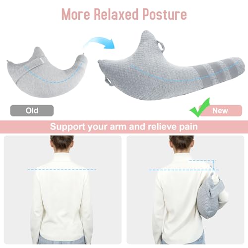 RoamReady Rotator Cuff Pillow, Removable Shoulder Support Pillow for Frozen Shoulder Relief, Post Arm Surgery Recovery Supplies, Broken Arm Cushion for Pain Relief and Side Sleeping, Light Gray - Image 3