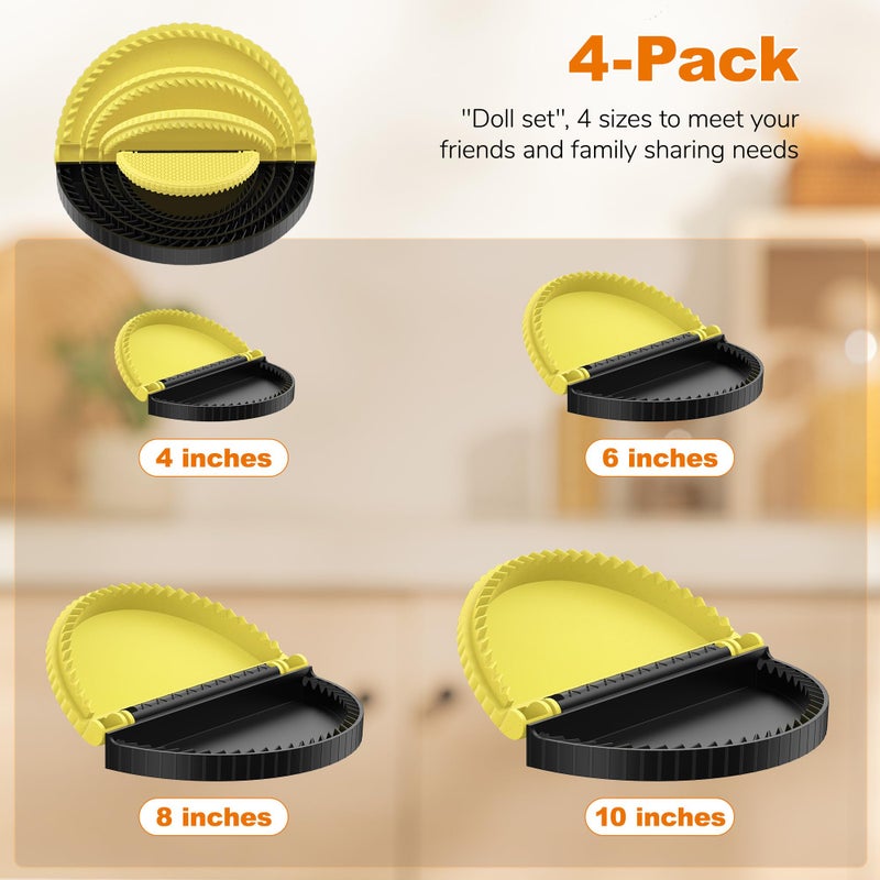 Aopigavi 4 Pack Tortilla Sealers, 4-In-1 10"+8"+6"+4" Flour Tortilla Crimper, Quesadilla Maker, Tortilla Press - Make Tacos, Crumpet, Calzones, Burritos - Environmentally Friendly Biodegradable Material - Image 4