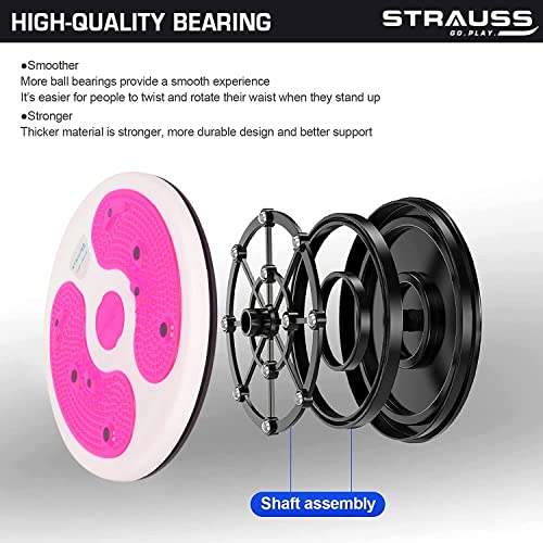 Strauss Tummy Twister | Tummy Trimmer, Abs Roller & Shaper for Women & Men | Exercise Machine with Non-Slip Surface | Ideal Equipment for Home Workouts (Pink) - Image 4