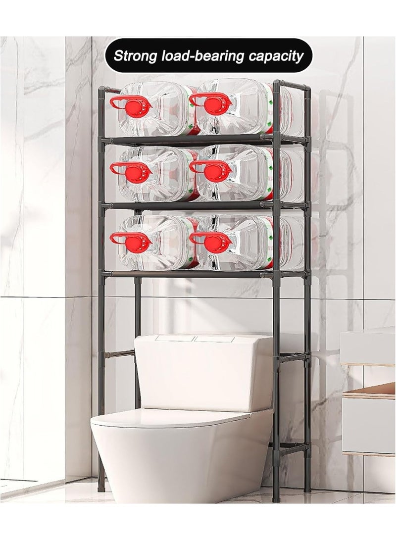 Stand Toilet or Washing Machine Storage Rack, 3-Tier Bathroom Space Saver Organiser, Black Metal Frame S-170 - Image 3