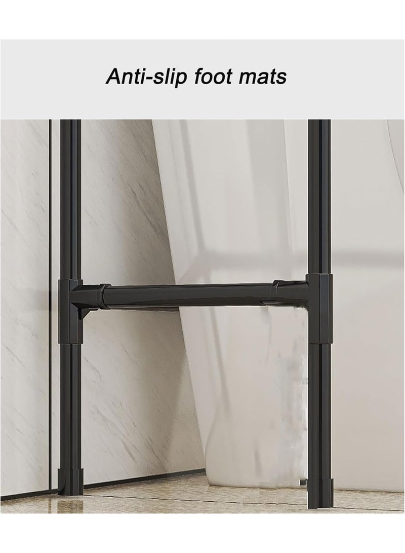 Stand Toilet or Washing Machine Storage Rack, 3-Tier Bathroom Space Saver Organiser, Black Metal Frame S-170 - Image 2