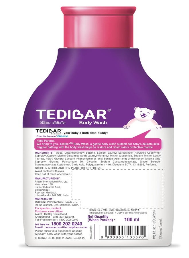 Tedibar Body Wash 100ml | 100% Soap Free|Skin Friendly pH - By Torrent Pharma (Pack of 3) - Image 2
