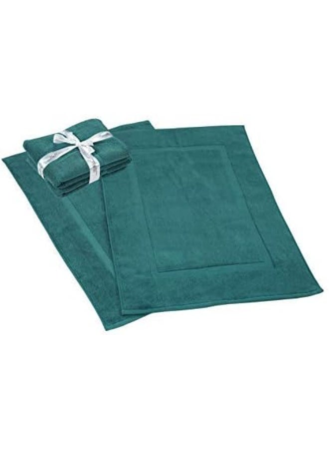 HILLFAIR 900 GSM-Hotel-Spa Tub-Shower Bath Mat Floor Mat - 2 Pack, Teal, 21 Inch by 34 Inch - 100% Ringspun Cotton Bath Mat/Bath Rugs, Machine Washable Cotton Bath Mats - Image 1