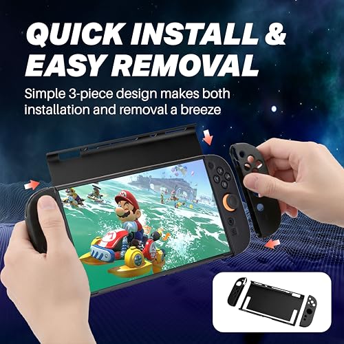 NiTHO ARMOUR Bumper Case for Nintendo Switch 2 (2025), 3-Piece TPU Grip Protective Cover Accessories Compatible with Switch 2, Non-Slip Ergonomic Grip, Shockproof and Scratch-Resistant, Black - Image 5