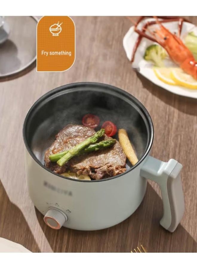 Compact 1.8L Electric Multi-Cooker - Stainless Steel Pot with Steamer Basket, 5 Cooking Functions & Safety Features for Dorm & Small Kitchen Use (Beige) - Image 4