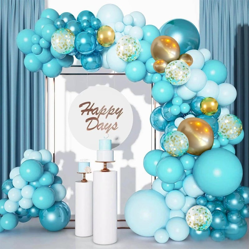 MEBAY Teal Balloons Garland Arch Kit, 147PCS Teal Blue Turquoise Green Metallic Gold Balloons with Confetti for Wedding Baby Shower Birthday Party Decorations - Image 5