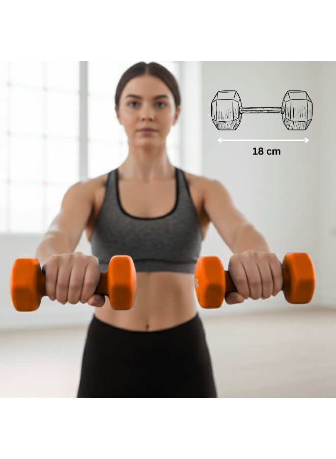 Endless Neoprene Coated Fixed Dumbbell for Gym Exercises | Pair of 2 Kg ( 2 * 4.4 LB ) | Material : Iron with Vinyl Coat | Weights for Women and Men - Image 5