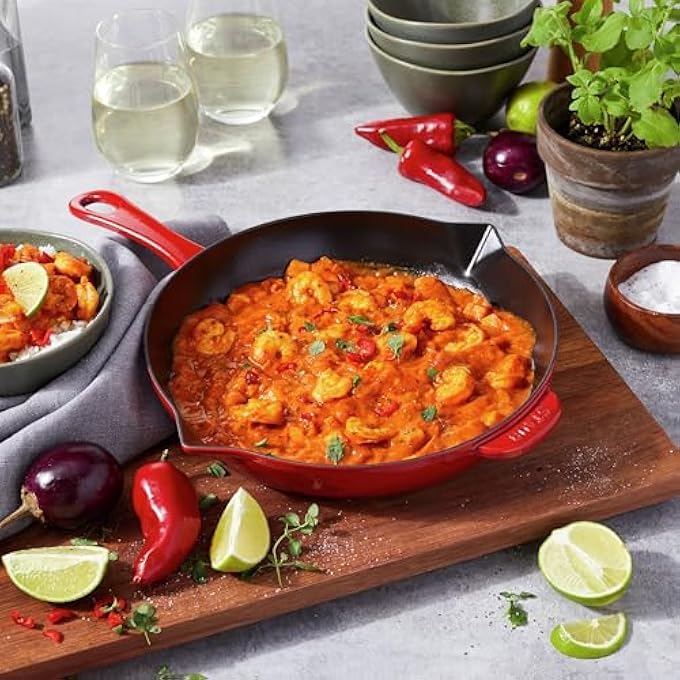 STAUB Frying Pan 26Cm Cherry Cast Iron Black Matt Enamel Interior Healthy Low Fat Cooking Suitable For All Hob Types Incl Induction Oversafe 260 C Grillsafe Made In France - Image 3